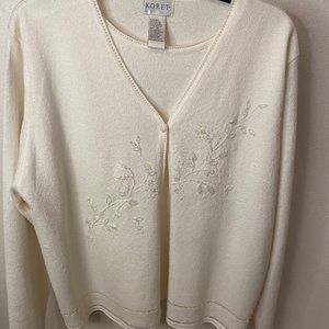Koret Women's Cream Sweater with Beading and Embroidery